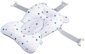 Manyao Bañera para bebé plegable, cojín de tumbona, baño para bebé, alfombra antideslizante, bañera, reductor de bañera para recién nacido (L: 36 x 56 cm), color blanco