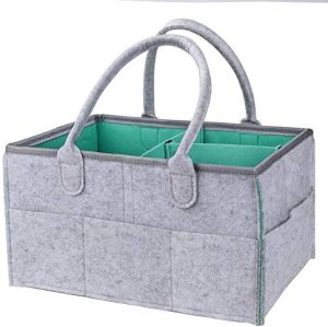 MaoXinTek Organizador de Pañales para Bebé, Cesta de Almacenamiento Portátil para Cambiar Pañales, Fieltro Cesta de Regalo para Recién Nacido Toallitas, para Hogar, Coche, Viaje, Gris