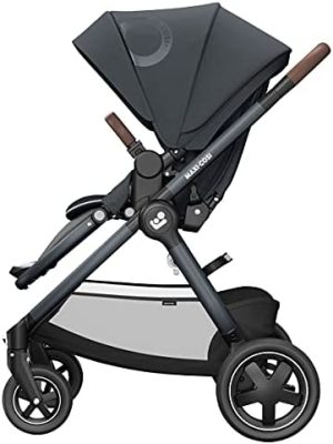 Maxi-Cosi Adorra 2 Cochecito bebe reclinable y plegable con tamaño compacto, Silla de paseo hasta 22 kg para niños 0- 4 años, capota grande y cesta de compra hasta 5 kg, color essential graphite