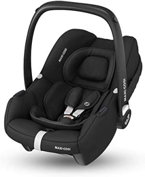 Maxi-Cosi CabrioFix i-Size Silla de Coche bebé grupo 0+ i-Size, para bebés recién nacidos desde 40 hasta 75 cm, con reductor acolchado y capota, Essential Black