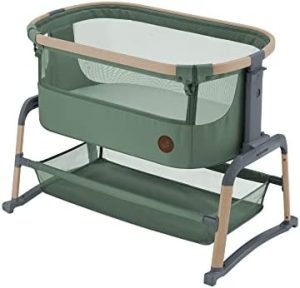 Maxi-Cosi Iora Air cuna bebé , cuna con colchón acolchado, Cuna mecedora, Regulable en altura, Reclinable, Tejidos reciclados ecosostenibles y transpirables, con ruedas, 0-9 kg, color Beyond Green