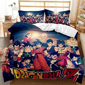 MeeTe 100% Puro Algodón Dragon Ball Goku Cartoon Lindo Juego De Funda Nórdica con Cierre Oculto, 3 Piezas Suaves Accesorios para El Hogar Ropa De Cama (Estilo 07,Cama 90, 150x200cm)