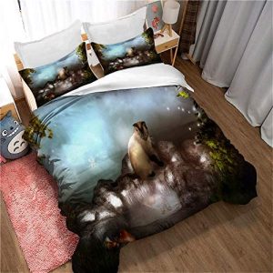Meet Bosque Verde Juego De Funda Nórdica 20% Algodón Percal, 200 Hilos, para Cama Doble, King E Individual, Damasco (patrón 01,(150x200cm)-Cama de 90)
