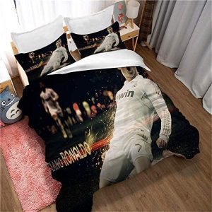 Meet Fútbol Cristiano Ronaldo Juego De Cama, 1 Funda Nórdica + 2 Fundas De Almohada - Evita La Humedad, Hipoalergénico (Estilo 02,(180x220 cm)-Cama de 105/135)