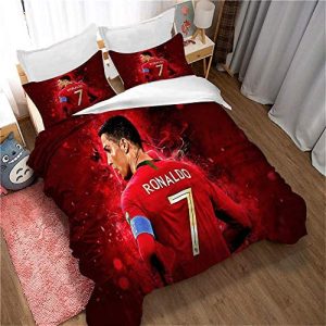 Meet Fútbol Cristiano Ronaldo Juego De Funda Nórdica 20% Algodón Percal, 200 Hilos, para Cama Doble, King E Individual, Damasco (Estilo 01,(220x 240cm)-Cama de 150/160)