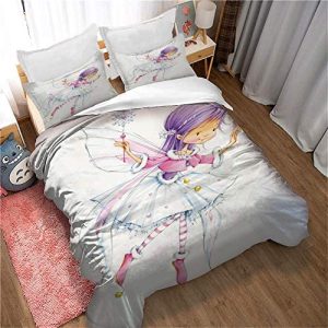 Meet Ilustración De Dibujos Animados Juego De Cama Compuesto por Funda Nórdica Y 2 Fundas De Almohada, En Microfibra, con Impresión Digital 3D (Hada 5,(180x220 cm)-Cama de 105/135)