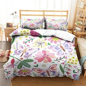 Meet Juego De Funda Nórdica Flower Sea World Suave, Antiácaros 80% Microfibra + 20% Algodón Juego De Cama Infantil (Estilo 06,(180x220 cm)-Cama de 105/135)