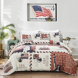 Meet Juego De Sábanas Y Fundas Nórdicas Sello del área del País Fundas De Edredón De Microfibra Bohemian Bedding Doble, con Cierre De Cremallera Blanca (Estados Unidos,(180x220 cm)-Cama de 105/135)