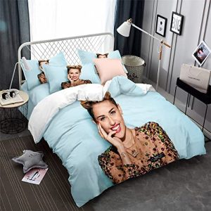 Miley Cyrus Actor, Juego De Cama De Cantante, Funda Nórdica De 50x75 Cm, Funda De Almohada, Colcha De 3 Piezas para Hombre, Mujer, Niña, Niño, Microfibra (Cyrus 06,Cama 105, 200x200cm)