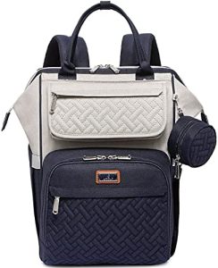 Mochilas de Pañales para Bebé, BabbleRoo bolsas grandes multifunción con cambiador y correas para cochecito y funda para chupete, mochila de viaje unisex para cambiar pañales para mamá papá, Gris Azul