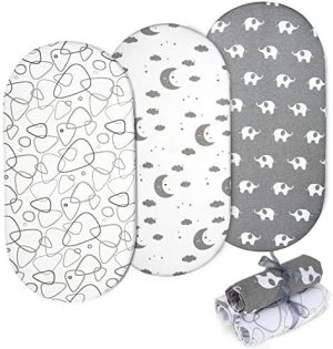 Momcozy Sábana Minicuna 75x33cm/80x46cm Ajustable para Colchón Capazo/Carro/Cochecito de bebé para Niños y Niñas, de 100% Algodón, Elástico se Adapta a Julius Zöllner, Träumeland, Alvi, FabiMax
