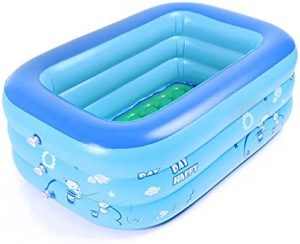 Moonvvin - Bañera plegable inflable para bebés y niños pequeños, portátil y extragruesa, color azul