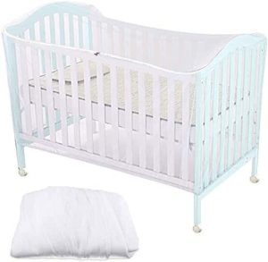 Mosquitera para cuna, mosquitera para cuna mosquitera para bebés con función de cremallera para un acceso rápido y fácil a su bebé, blanco, 160 x 80 x 65 cm