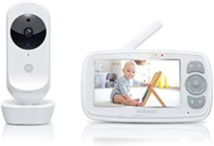 Motorola Ease 34 - Monitor de bebé con cámara - Monitor de bebé de 4.3 Pulgadas - Visión Nocturna, comunicación bidireccional, Canciones de Cuna, Zoom, monitoreo de Temperatura Ambiente - Blanco
