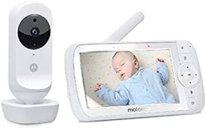 Motorola Ease 35 - Monitor de bebé con cámara - Pantalla HD de 5.0 Pulgadas, visión Nocturna, comunicación bidireccional, Canciones de Cuna, Zoom, monitoreo de Temperatura Ambiente - Blanco