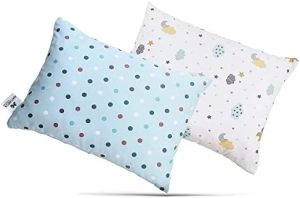 NATURECA Pack de 2 Almohada para Niños de Fibra siliconada, Almohada para bebé de 18 Meses, cojín Lavable e Respirable con Funda de algodón, Almohada Apta también para Cojines Decorativos