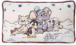 NICI 47293 Cojín de peluche elefante, pingüino, zorro de las nieves – Cojines de animales para niñas, niños y bebés – Suave almohada rectangular de la colección de invierno, 43x25cm, multicolor/gris