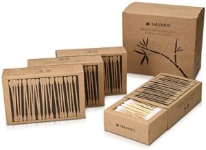 Navaris Bastoncillos para los oídos de bambú y algodón - 800 Palillos de orejas 100% reciclables biodegradables y ecológicos - 4 cajas de 200 uds.