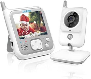 OLEKE Monitor de Bebé con Cámara 3.2" LCD Vigilabebés Inteligente Conversación Bidireccional Función VOX Visión Nocturna Apoyo 8 Lenguas Despertador Sensor de Temperatura con 8 Nanas