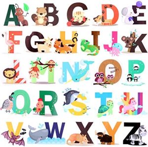 OOTSR 26 Alfabeto de Animales Pegatinas de Pared, Wall Art Sticker, Vinilos decorativos Pared Dormitorio Salón Guardería Habitación Infantiles Niños Bebés