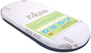 PEKITAS Colchón Ovalado Universal 70x30 cm Capazo Carrito Moises Altura 5 Cm Doble Cara Transpirable Funda Lavable