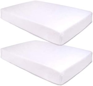 PEKITAS LOTE 2 Sábanas Bajera Ajustable Protectora Minicuna 50x80 cm 100% Algodón Blanco