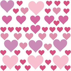PREMYO 54 Corazones Pegatinas Pared Infantil - Vinilos Decorativos Habitación Bebé Niña - Fácil de Poner Rosa Pastel