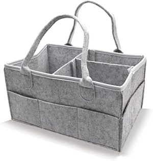 Pañal para bebé, organizador de cesta, portátil, almacenamiento grande,bolsa de jardín de infantesconcompartimentos intercambiablespara cambiador de cómoda,mordedor, pañal, mejor cesta de(gris claro)