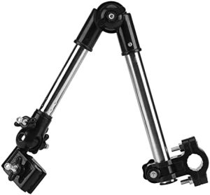 Paragüero para cochecito, 360 ° Ajustable Paraguas para bicicleta Soporte para montaje en estiramiento Cochecito para bebé Silla de paseo de ruedas Accesorios para sillas (Negro)