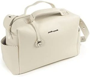 Pasito a Pasito. Bolsa para Carro de Bebé Biscuit. Bolsa Canastilla con Cambiador. Práctica y Espaciosa, Fabricada en Eco-leather tipo vacuno, Color Beige. Medidas 42 x 25 x 16 cm.