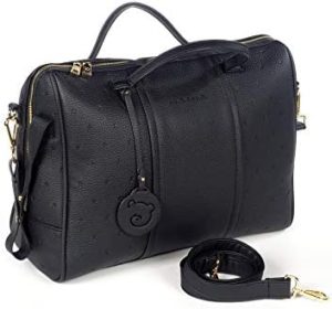 Pasito a Pasito. Bolsa para Carro de Bebé London. Bolsa Canastilla de polipiel con Cambiador. Práctica, elegante y espaciosa para llevar lo necesario en el paseo. Color Negro. Medidas 38x28x16 cm.