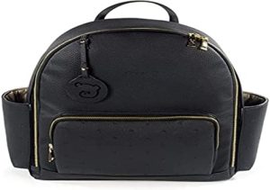 Pasito a Pasito. Mochila London. Bolsa Pañalera Amplia para Silla de Paseo. Diseño Cómodo y Versátil con Asas Cortas para Colgar del Cochecito o Correas para Llevar a la Espalda. Color Negro
