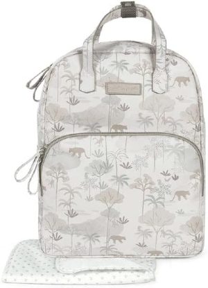 Pasito a Pasito. Mochila Serengueti. Bolsa Pañalera Amplia para Silla de Paseo. Diseño Cómodo y Versátil con Asas Cortas para Colgar del Cochecito o Correas para Llevar a la Espalda. Color Beige