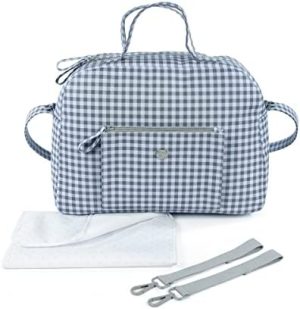 Pasito a pasito. Bolsa para Carrito de Bebé Together. Bolsa Organizadora, Práctica, Elegante y de Gran Tamaño. Bolso de Maternidad Fabricado en Polipiel. Color Azul/Gris