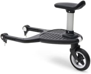 Patinete acoplado confort+ compatible con silla de paseo Bugaboo Butterfly, Patinete infantil con Asiento Extraíble, para pasear sentado o de pie y con Posición Flexible del Patinete, Negro