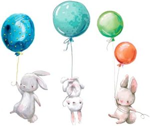 Pegatinas De Pared Globos Vinilo Decorativo Conejo Pegatina De Pared Animales Adhesivo Decorativo Para Pared Guarderías Tatuaje De Pared Adhesivo De Pared Para Habitación De Bebé Escuela 67 x 56 cm