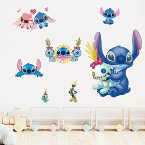 Pegatinas Infantiles Pared Pegatinas de Pared de Lilo Stitch Pegatinas Decorativas Pared, Stitch Pegatinasde Vinilos Infantiles Niña para dormitorio de bebé y Niños Arte Pvc