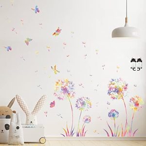 Pegatinas Pared Decorativas 67 Piezas Vinilo Decorativo Vistoso Diente León Pegatinas Pegatina de pared Flores Mariposas Vinilos Dormitorio Matrimonio Vinilos Pared Vinilo Decorativo Mariposa Vistoso