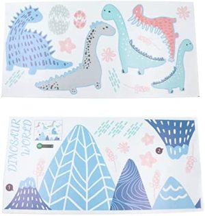 Pegatinas Pared Dinosaurio Animales Adhesivos-Vinilos infantiles de dinosaurios en acuarela, para decorar habitaciones infantiles, etc. Adecuadas, 60 cm de largo, 30 cm de ancho, 2 piezas