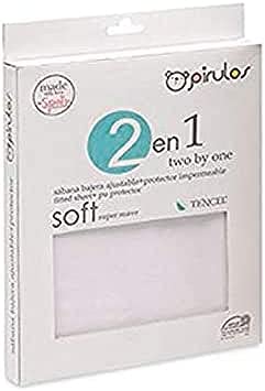 Pirulos Sábana Bajera Protectora Impermeable para Cochecito de Bebé de 40x80 cm/Sábana Bajera Ajustable + Protector Impermeable, Color Blanco