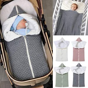 Ponacat Saco de Dormir para Bebé Recién Nacido Manta Envolvente con Cremallera Completa 2 en 1 para Niños Pequeños Saco de Dormir Cálido Y Grueso para Cochecito Fotografía de Manta Tejida Suave