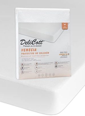 Protector de colchón/Cubre colchón (Cuna 60x120),Rizo Impermeable y Transpirable,100% Algodón,Antiacaros,Oeko-Tex STANDART 100