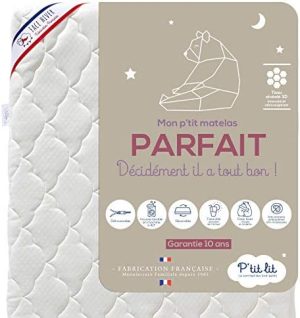 P'tit Lit - Colchón bebé Perfecto - 60x120 cm - 2 lados: ultratranspirable en verano/cálido y acogedor en invierno - Antiácaros - Desenfundable - OekoTex® - Hecho en Europa