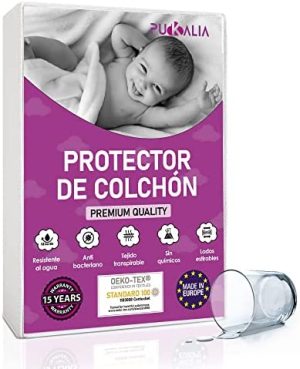Pukalia Protector Colchon Cuna 60x120 cm Impermeable Absorbente - Protector colchon Impermeable 60 x 120 Funda Cuna 100% Hipoalergénico - Silencioso - Anti-Bacteriano - Certificado Oeko - Tex®