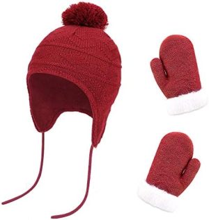 QKURT Conjunto de Mitones de Gorro para Mujeres,Sombreros para niños Guantes para niños Aptos para Edades de 1~3 años Niñas Bebé