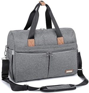 RUVALINO Bolsa Maternal de Pañales, Gran Bolso de Viaje, para el Carrito del Bebé, Elegante para Mamá y Papá, Cambiador de Bebé Convertible para Niños y Niñas con Bolsillos Independientes (gris)