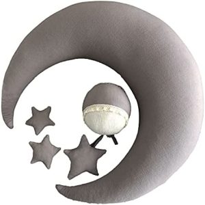Recién Nacido Posando Almohada Bebé Fotografía Prop Foto Infantil Posando Media Luna Ayuda Cojín con 4 Pequeñas Estrellas Y Sombrero Foto Disparo Posicionador Almohada