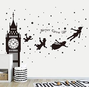 Runtoo Pegatinas de Pared Big Ben Infantiles Stickers Adhesivos Vinilo Peter Pan Decorativas Habitacion Bebe