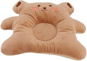 SALALIS Almohada para Recién Nacidos, Diseño Central Cóncavo Almohada para Dormir para Bebés Prevención del Síndrome de Cabeza Plana Transpirable Multifunción para Bebés de 0 a 1 Año(Oso de café)