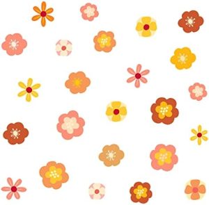 SUPERDANT Pegatina de Pared de Flores Decoración de Pared de Flores Rosas Calcomanías de Pared de Flores Naranjas Arte de Pared de Vinilo para Habitación de Bebé Dormitorio Guardería Guardería